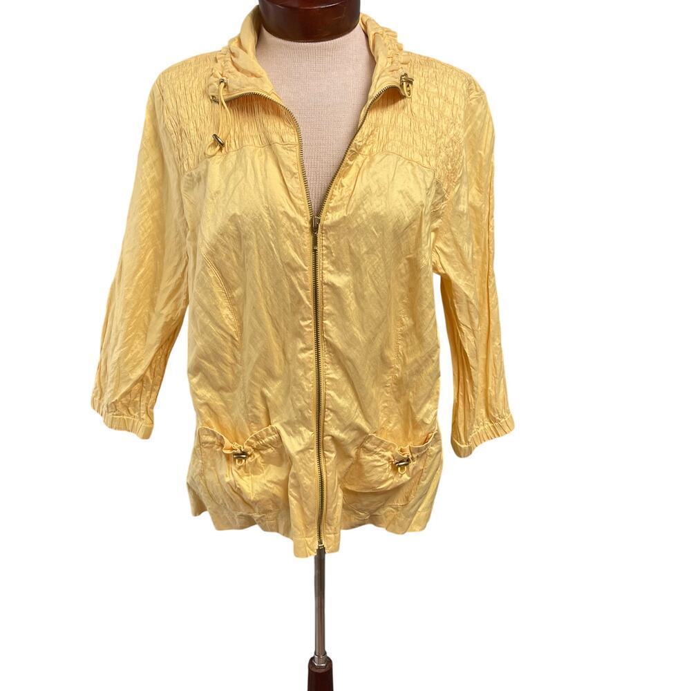 Zenergy Chicos Sz 2 Large Butter Yellow Casual Light Jacket Athleisure Coastal